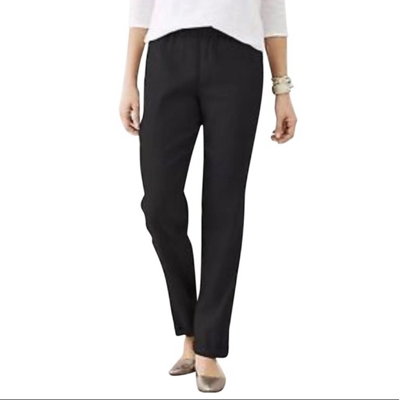 J. Jill Pants - J. Jill Black Linen Cuffed Pull On Ankle Pants M